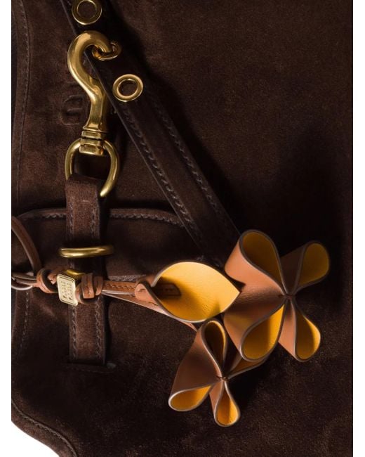 Miu Miu Brown Flower Leather Keyring