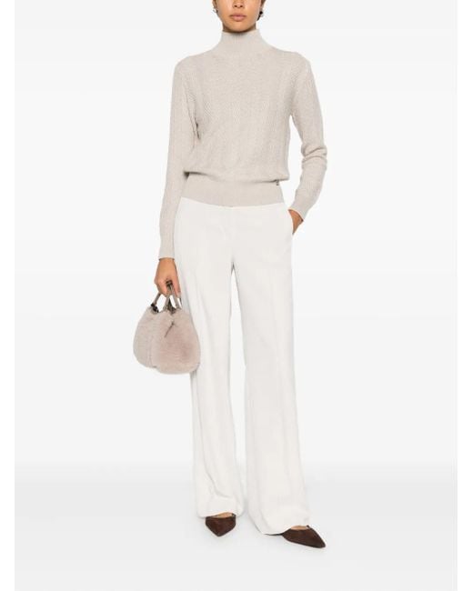 Herno White High-Neck Textured Sweater