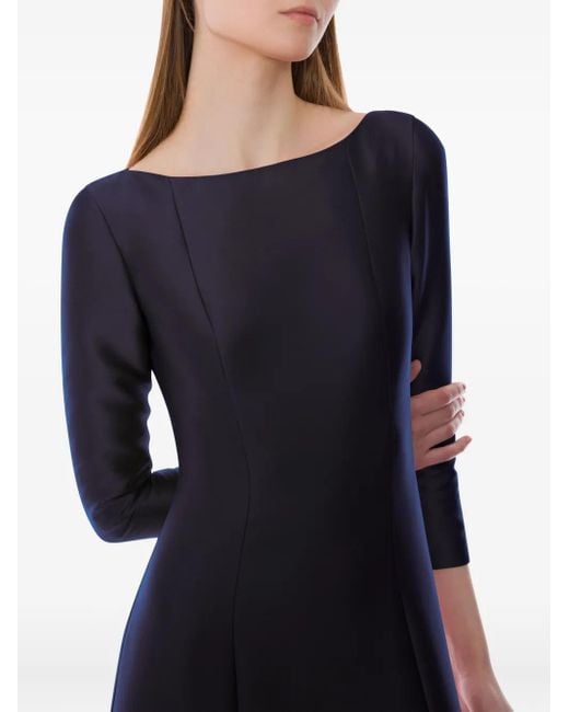 Alberta Ferretti Blue Boat-Neck Gown