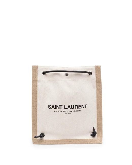 Saint Laurent Natural Canvas Drawstring Backpack for men