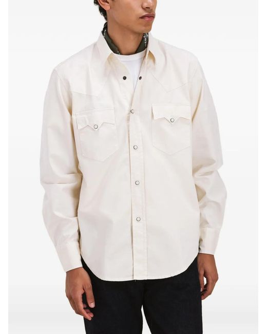 Fortela White Texana Chest Pocket Snap Shirt for men