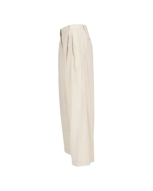 DUNST White Pleated Wide-Leg Trousers