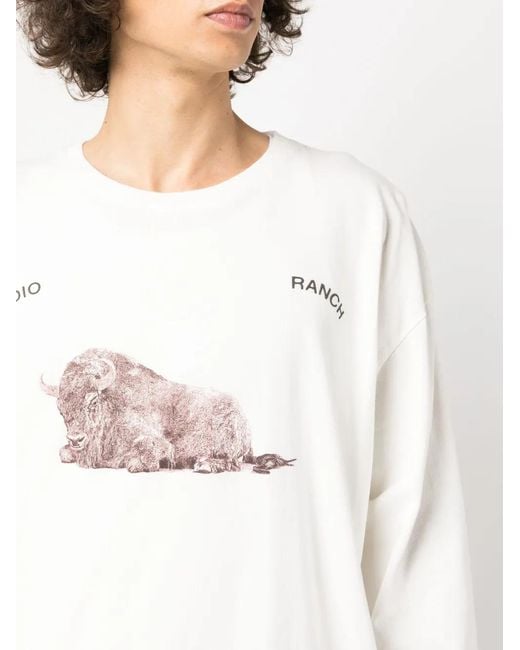 1989 STUDIO White Graphic-Print Cotton Sweatshirt for men