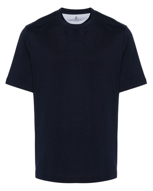 Brunello Cucinelli Blue Cotton Crew-neck T-shirt for men