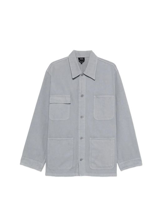 A.P.C. Gray Patch-Pocket Overshirt Jacket for men