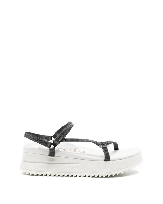 Pedro Garcia White Maila Crystal-Embellished Platform Sandals