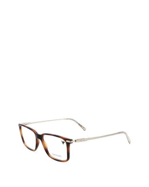 Ferragamo Eyewear White Tortoiseshell-Effect Rectangle-Frame Glasses for men