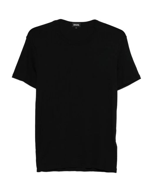 Zegna Black Ribbed T-Shirt for men