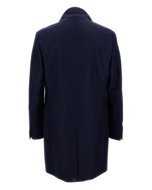 Fay Blue Three-Button Detachable-Collar Coat for men