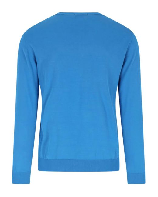 Drumohr Blue V-Neck Long-Sleeve Sweater for men