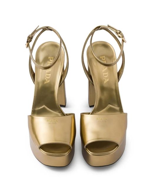Prada Metallic Platform Sandals