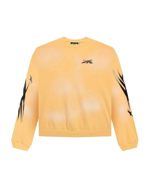 HELLSTAR Natural Crew-Neck Flame-Print Sweater