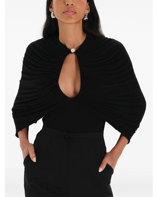 MANURI Black Draped Blouse