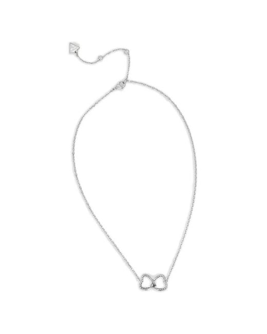 Guess White Interlocking Heart Necklace