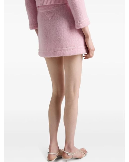 Prada Pink Kaschmir-Minirock Mit Triangel-Logo