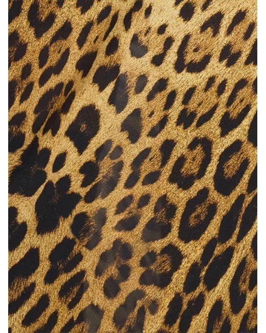 Roberto Cavalli Maxi-Jurk Met Luipaardprint En Col in het Metallic