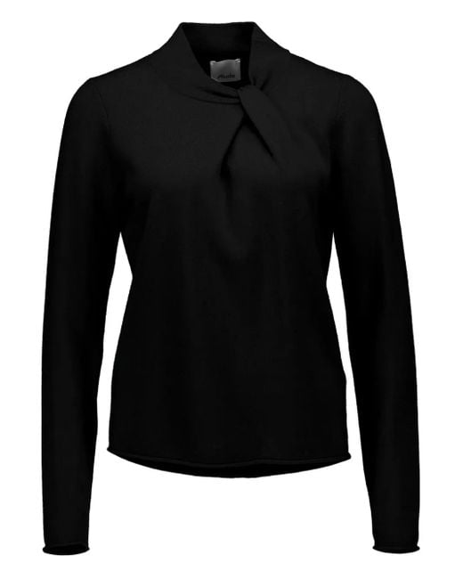 Allude Black Twist-Detail Sweater