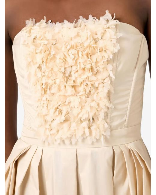 womens embroidered dress Ivory Draped Gown with Hand-Embroidered Botanical Panel – Samant Chauhan main image 1