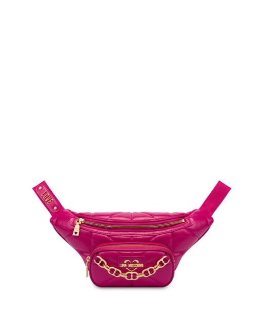 Love Moschino Pink Quilted Faux-leather Belt Bag