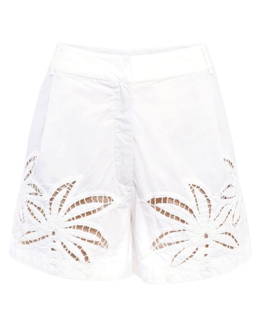 Hemant & Nandita White Lani Cotton Mini Shorts