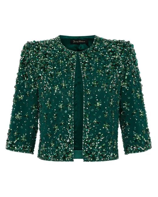Jenny Packham Vanity ビーズ クロップドジャケット Green
