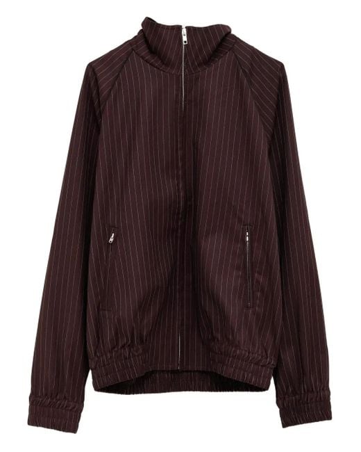 GIMAGUAS Brown Brian Pinstripe Zip-Up Jacket for men