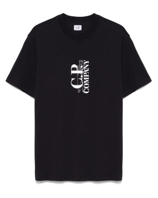 メンズ C P Company ロゴ Tシャツ Black