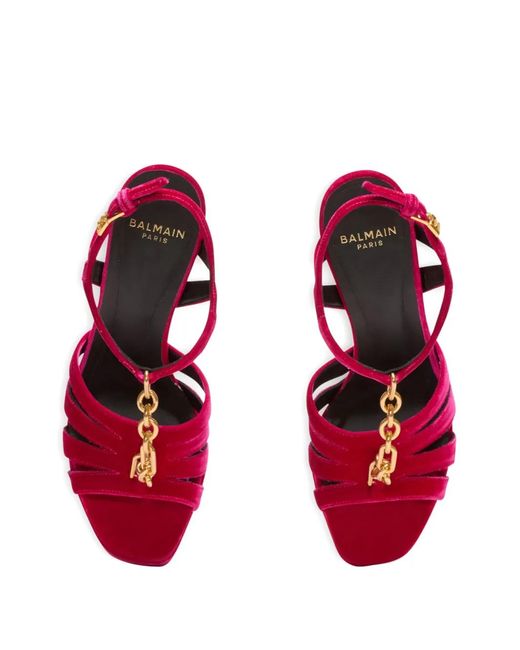 Balmain Red 125Mm Open-Toe Sandals