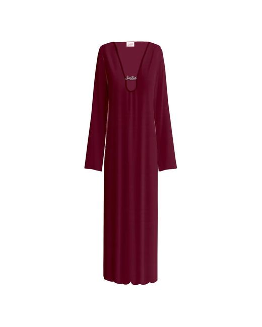 Mc2 Saint Barth Red Long Scalloped Beach Dress