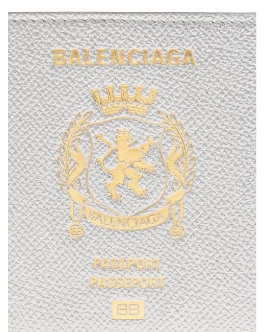 Balenciaga White Textured Graphic Leather Wallet for men