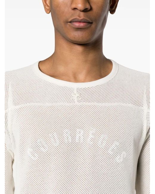 Courreges White Logo-Print Mesh T-Shirt for men