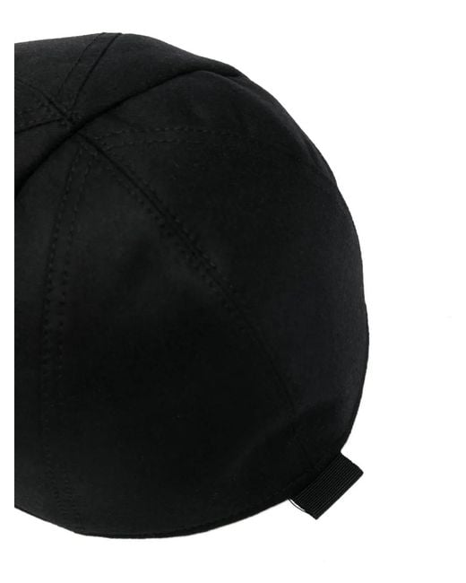 Canali Black Wool Baseball Cap for men