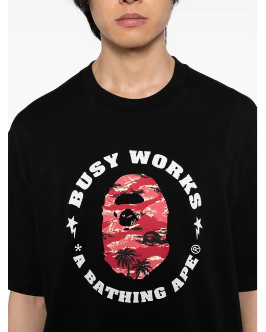 A Bathing Ape Black Logo-Printed T-Shirt for men
