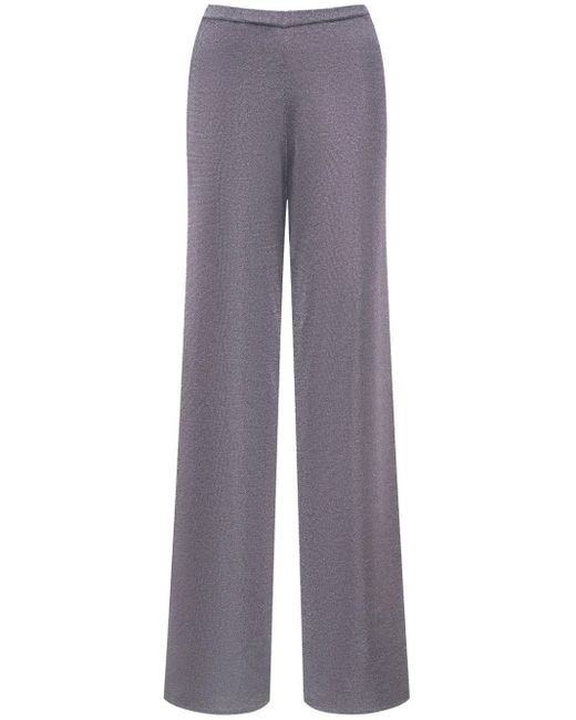 12 STOREEZ Gray Lurex-detail Wide-leg Trousers