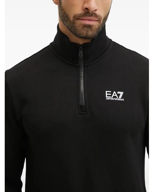 EA7 Black Zip-Up Sweatshirt for men