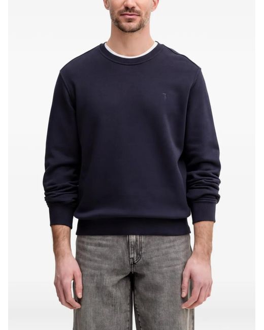 Trussardi Blue Embroidered-Logo Sweatshirt for men
