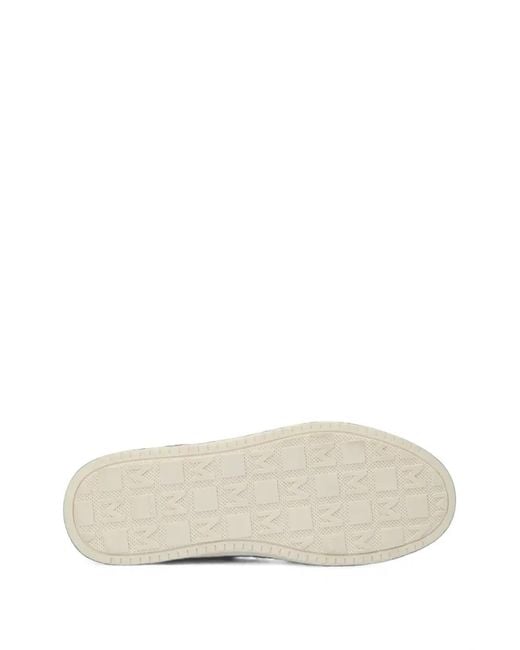 Mexx White Logo-Patch Snakeskin-Effect Sneakers
