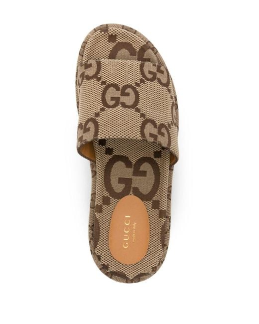 Gucci Natural Original Gg Flatform Sandals 55