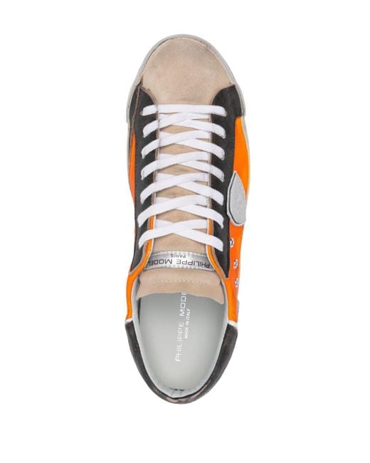 Philippe Model Orange Prsx Distressed-effect Sneakers for men