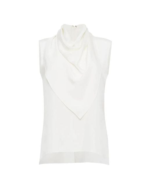 Adam Lippes White Draped-Neck Top