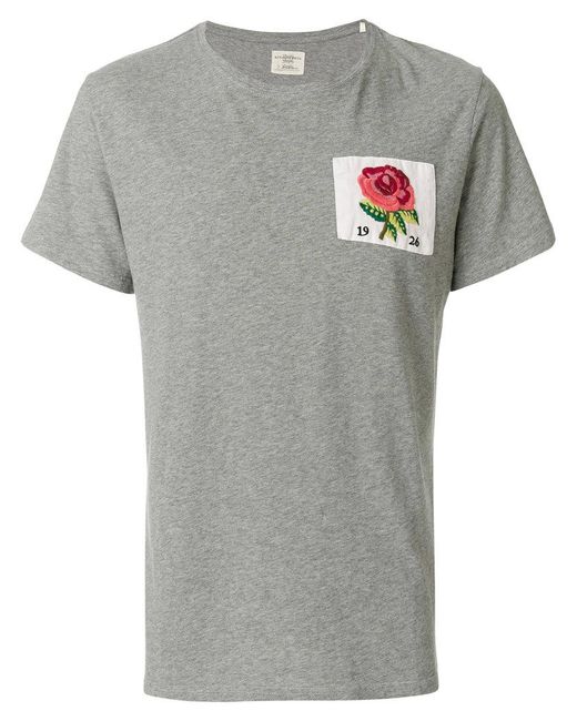 Kent & Curwen Gray Embroidered Rose Patch T-shirt for men