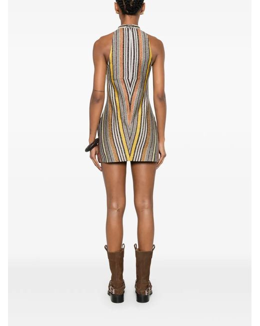 Missoni Brown Chevron-Knit Halterneck Dress