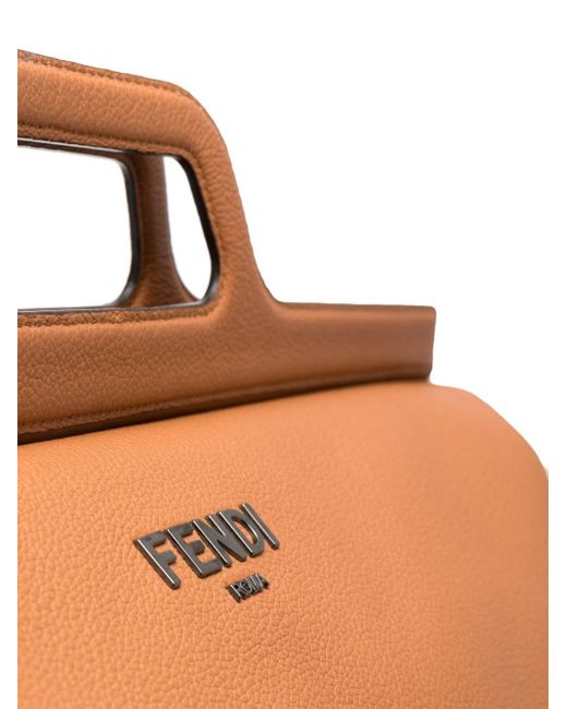 Fendi Brown Logo-lettering Leather Duffle Bag for men