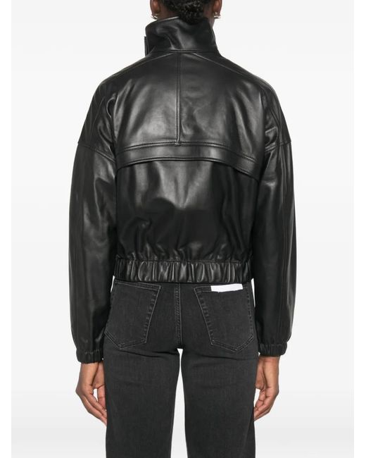 Vince Black Veste Bomber En Cuir