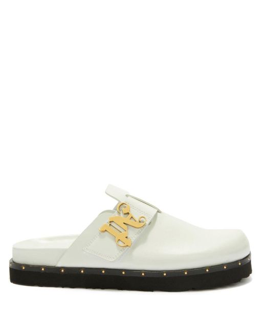 Palm Angels White Pa Studded Leather Mules