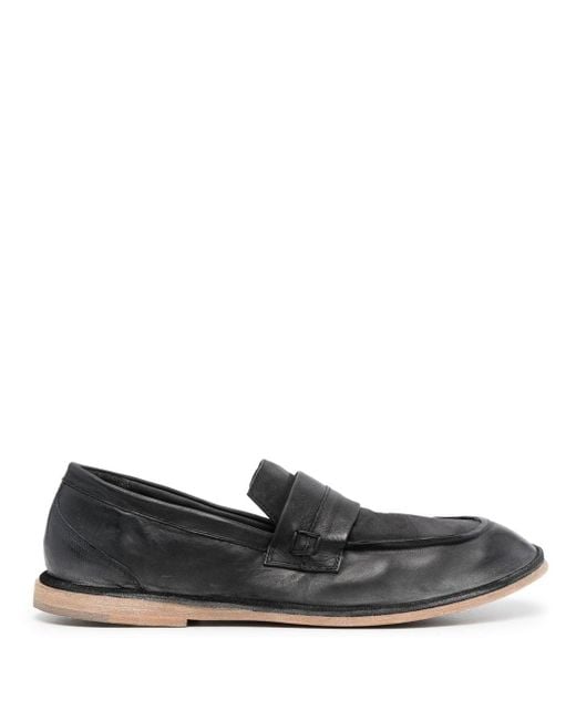 Moma Leather Worn-effect Slip-on Loafers in Black for Men | Lyst UK