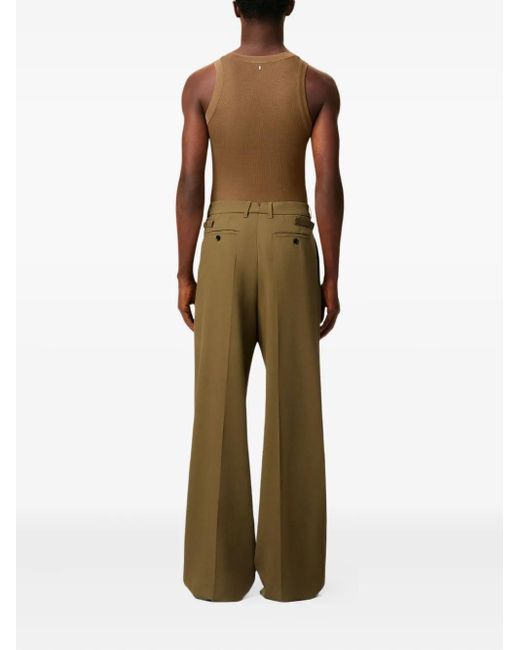 Pantaloni Sartoriali A Gamba Ampia Con Pieghe di AMI in Green da Uomo