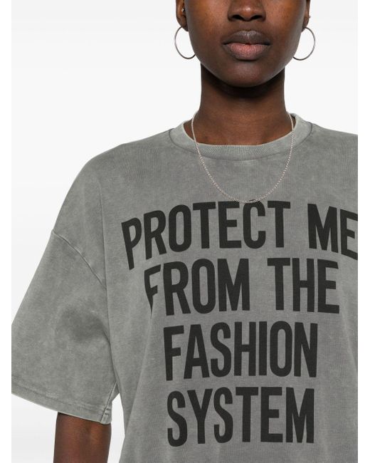 Moschino Gray T-Shirt mit Slogan-Print