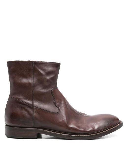 Moma Brown Zip-Detail Leather Boots for men