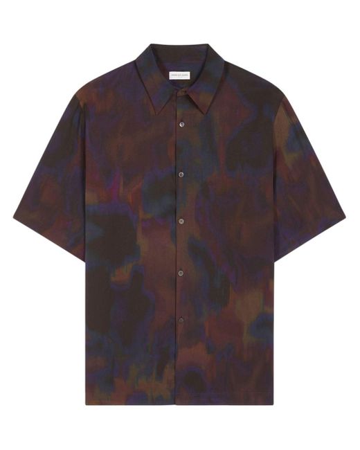Dries Van Noten Purple Overdyed Print Shirt for men
